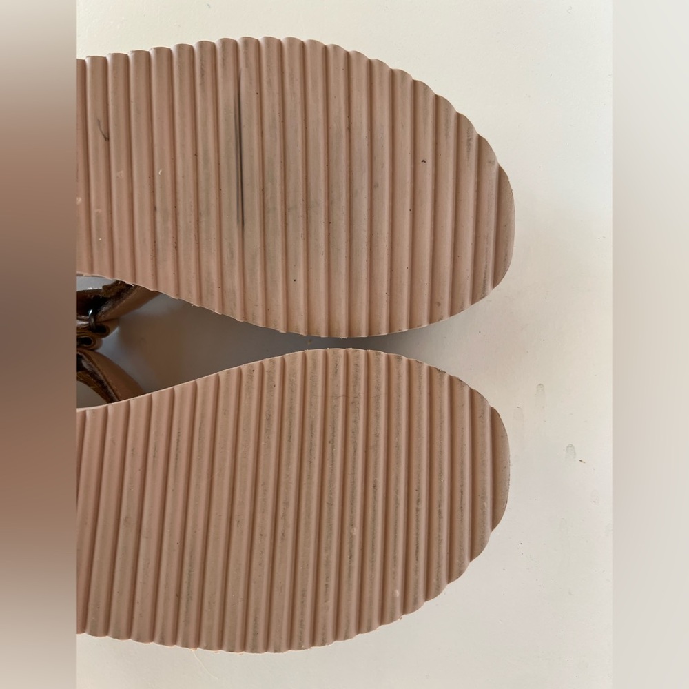 Madewell The Maggie Leather Strap Platform Sandals Colorblock Sandstone Tan, 8.5 - Picture 11 of 12